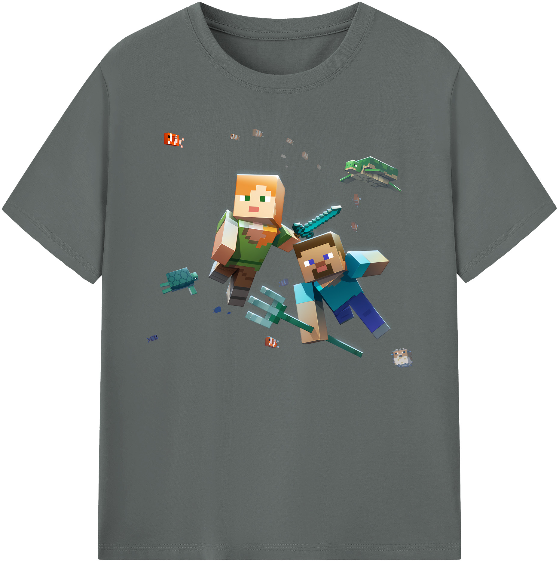 （画像用） マインクラフト ブロックの世界 Minecraft MC Block world 綿100％ メンズ半袖Tシャツ｜肌触りやわらか＆通気性